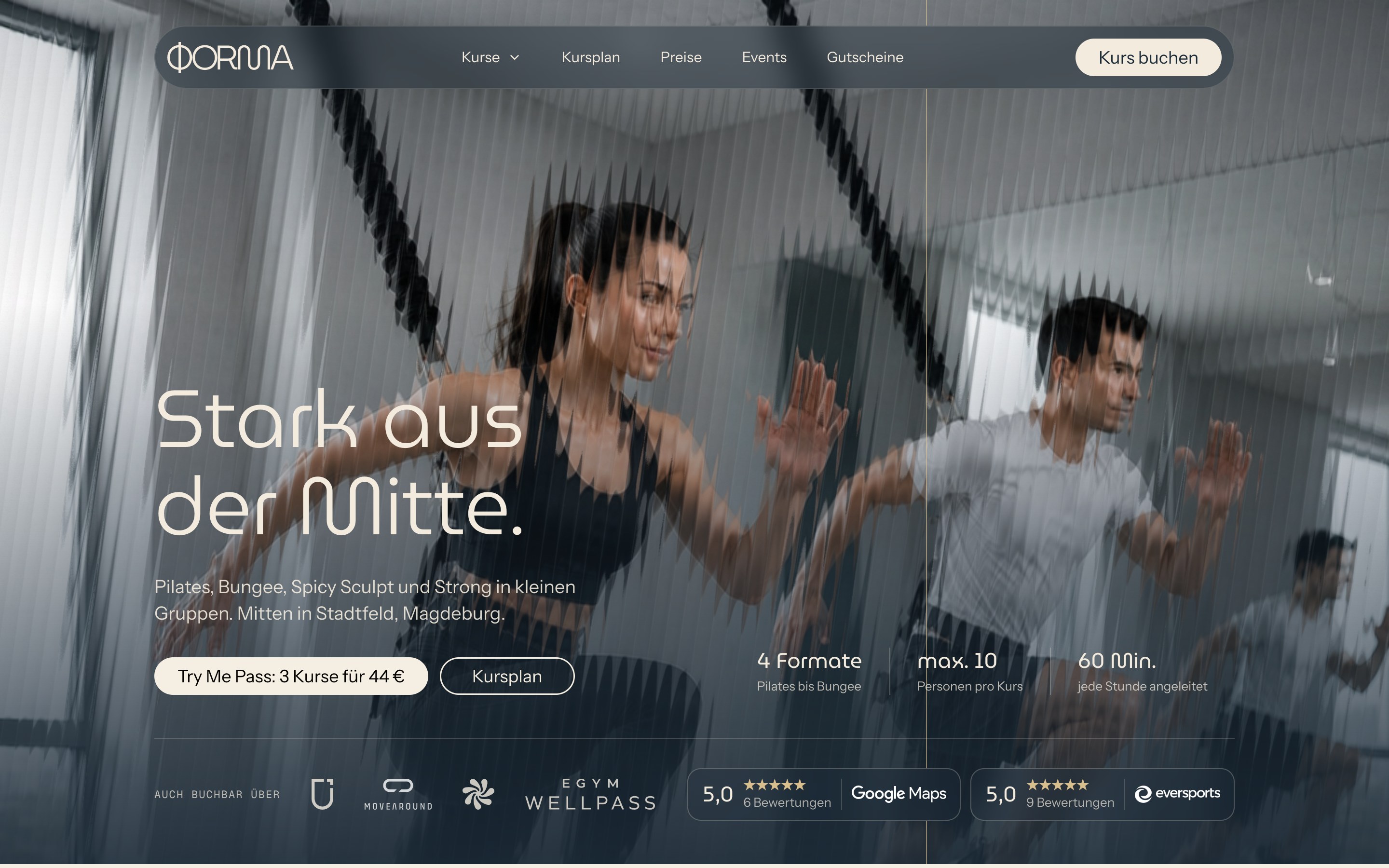 Forma website, hero section